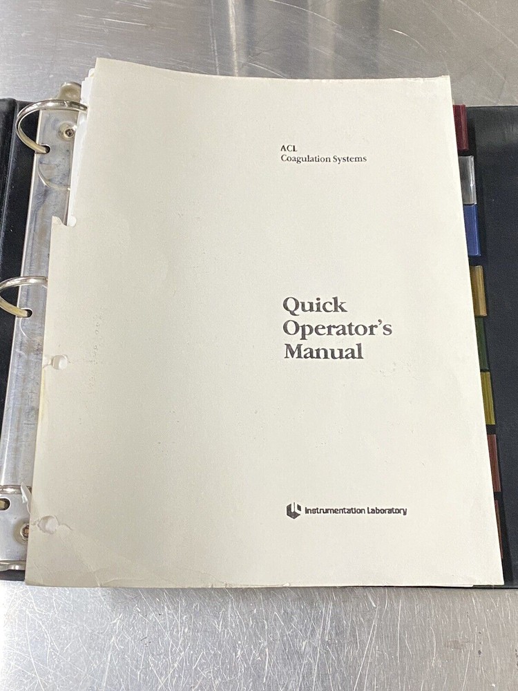 Instrumentation Lab ACL Blood Coagulation System- Users Guide / Instruction Book