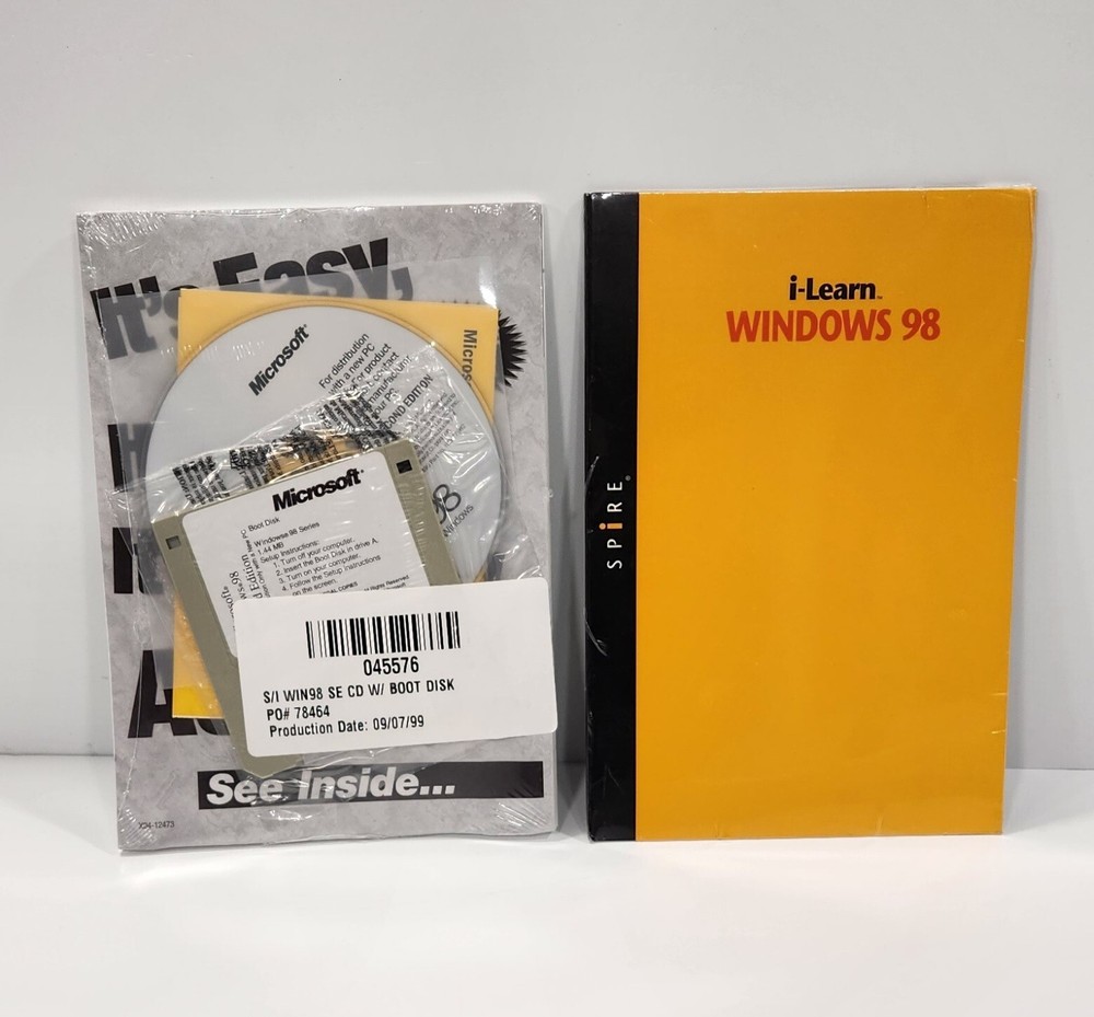 Microsoft Windows 98 Second Edition w/Product Key & Spire I-learn Windows 98 NOS