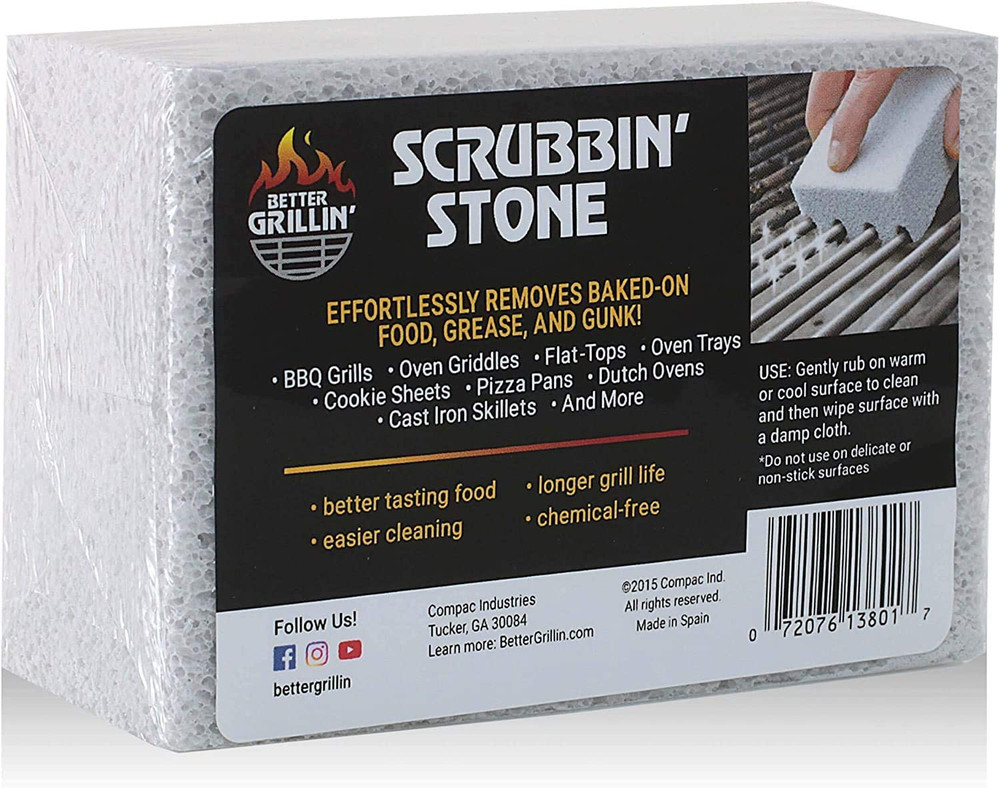BETTER GRILLIN Scrubbin Stone Grill Cleaning Brick Block | Griddle Stone | Grill