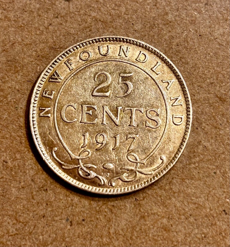 1917 Newfoundland 25 Cent Coin Silver