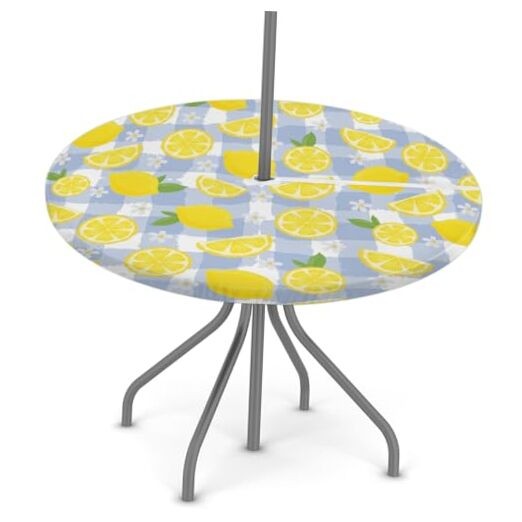 Round Outdoor Tablecloth with Elastic Edge - Waterproof Fitted Table Covers