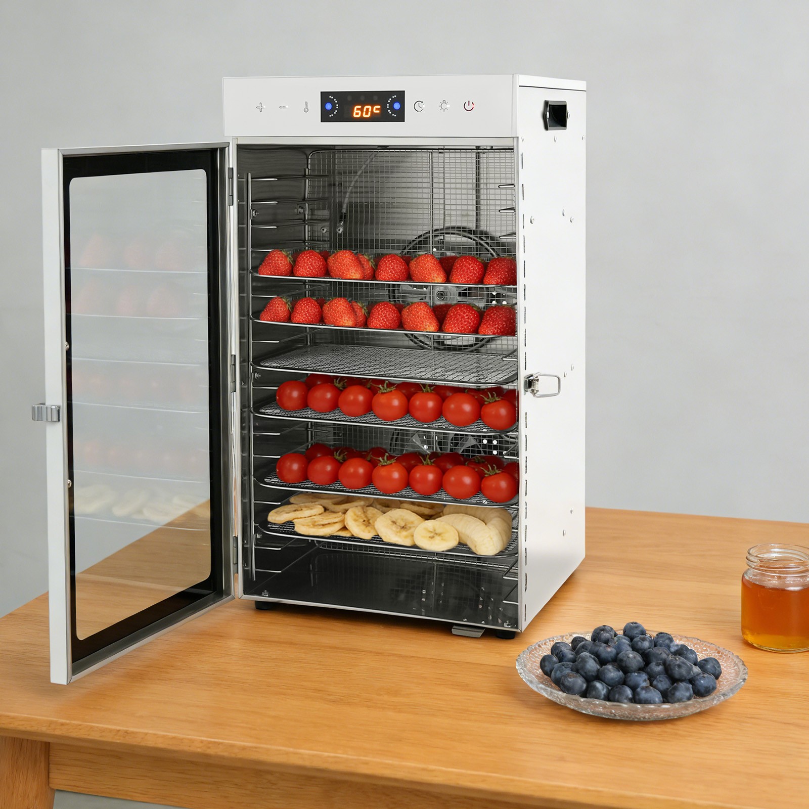 Commercial Dehydrator 18 Stainless Steel Trays Fruit Vegetable Food Dry Machine