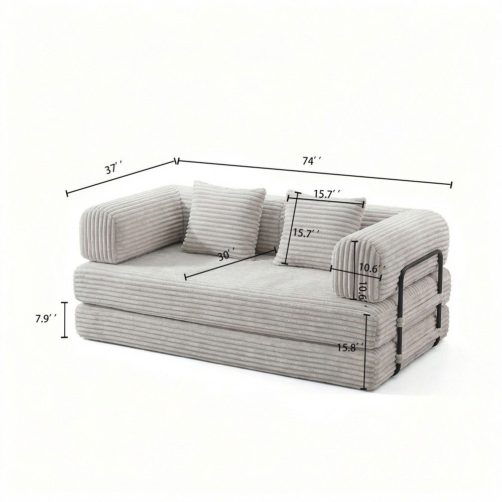 Compression Sofa,Convertible Floor Sofa Bed-with Pillow Back Support Armrest,Co