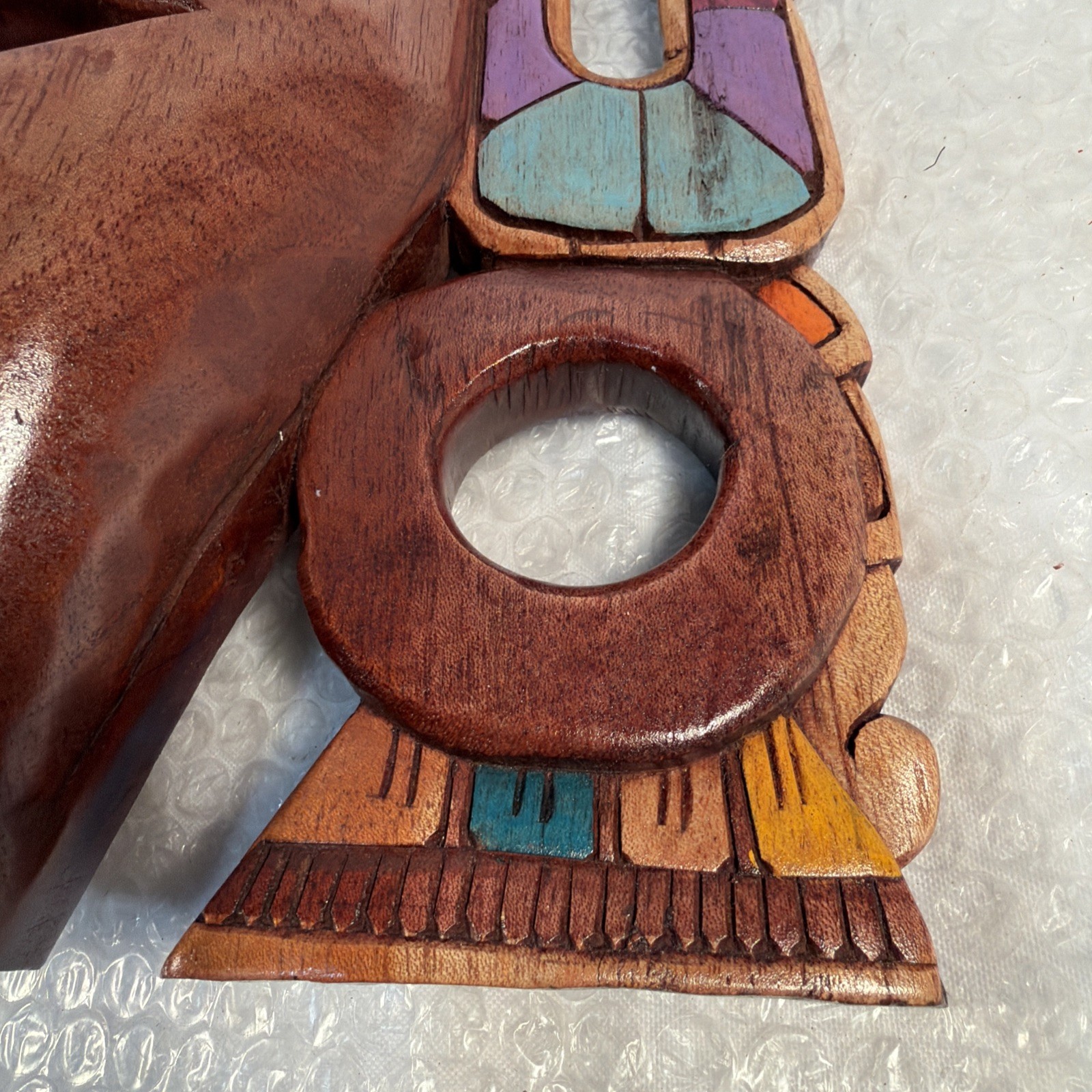 Hand-Carved Wooden Mayan Mask From Mexico