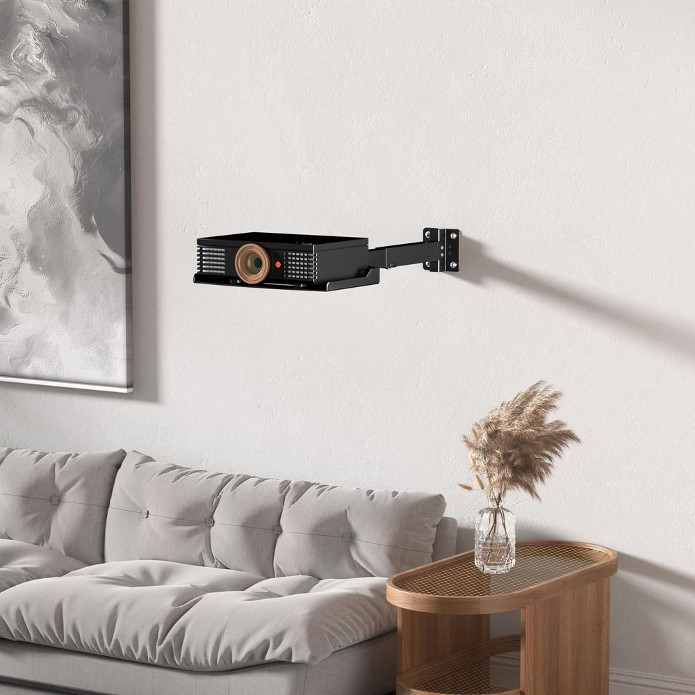 Black Adjustable Ceiling Wall Projector Mount Universal Shelf Bracket No Hole