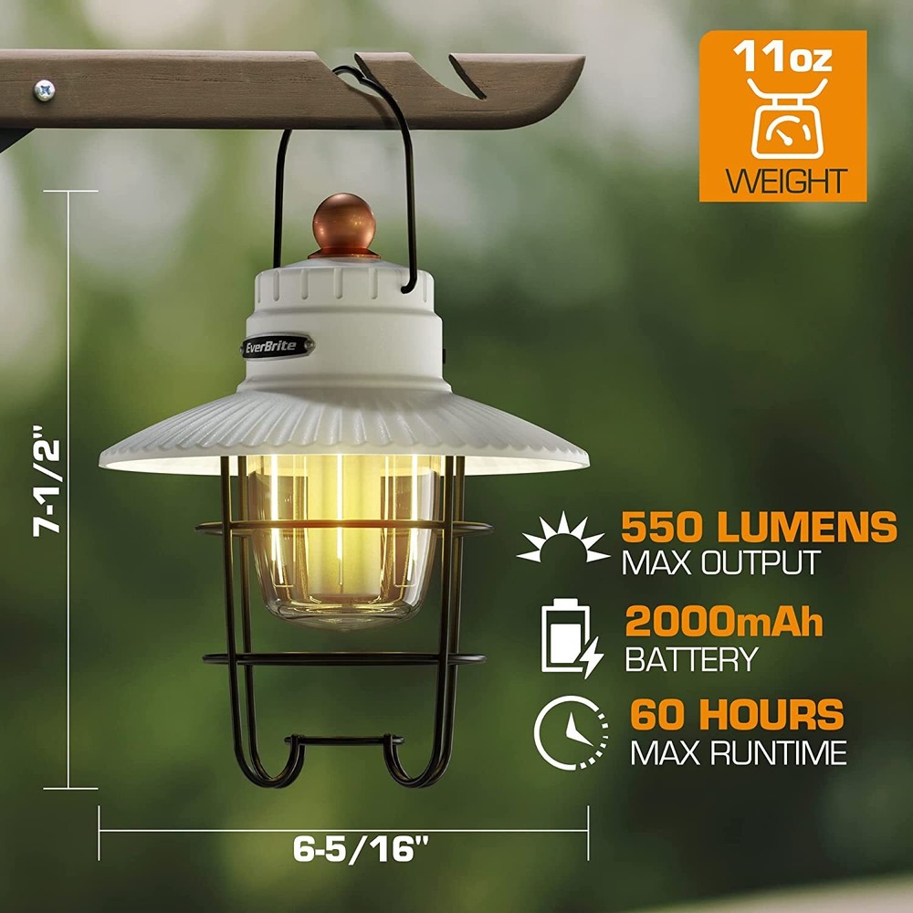 EverBrite LED Camping Lantern USB C Rechargeable Lantern 3 Lighting Mode Lantern
