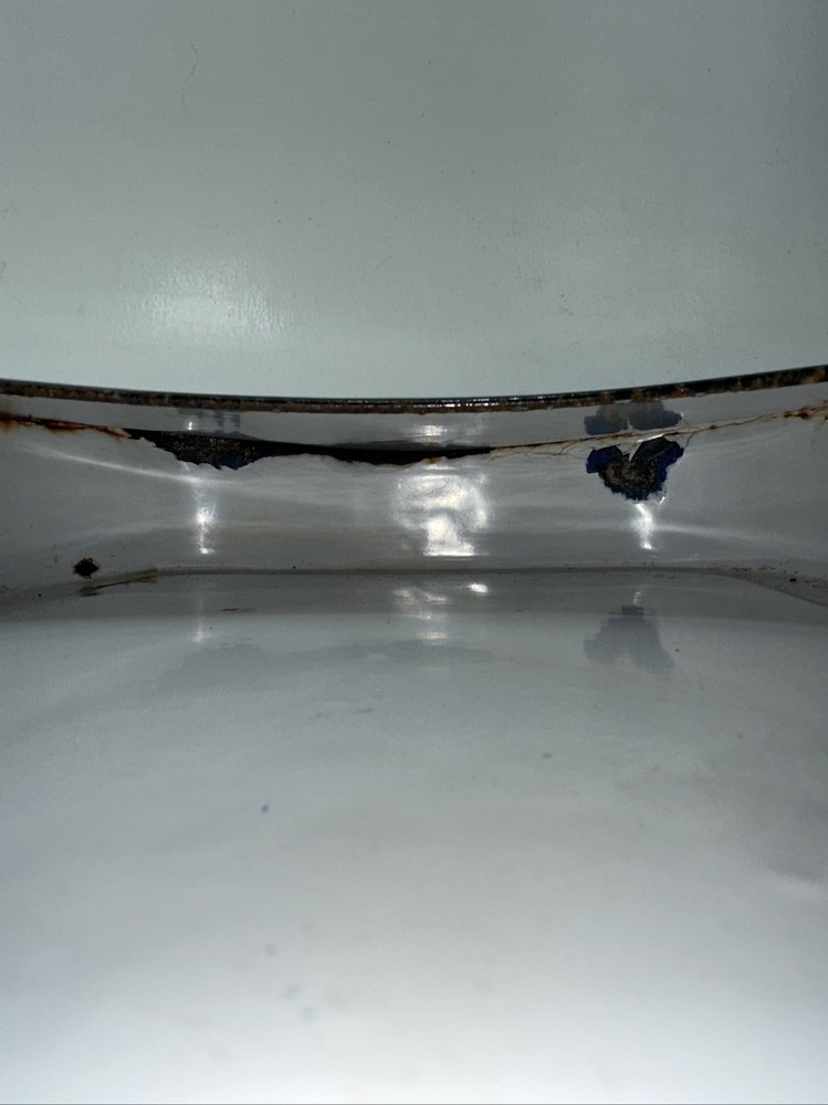 Vintage White Porcelain Enamel Partially Covered Rectangular Pan