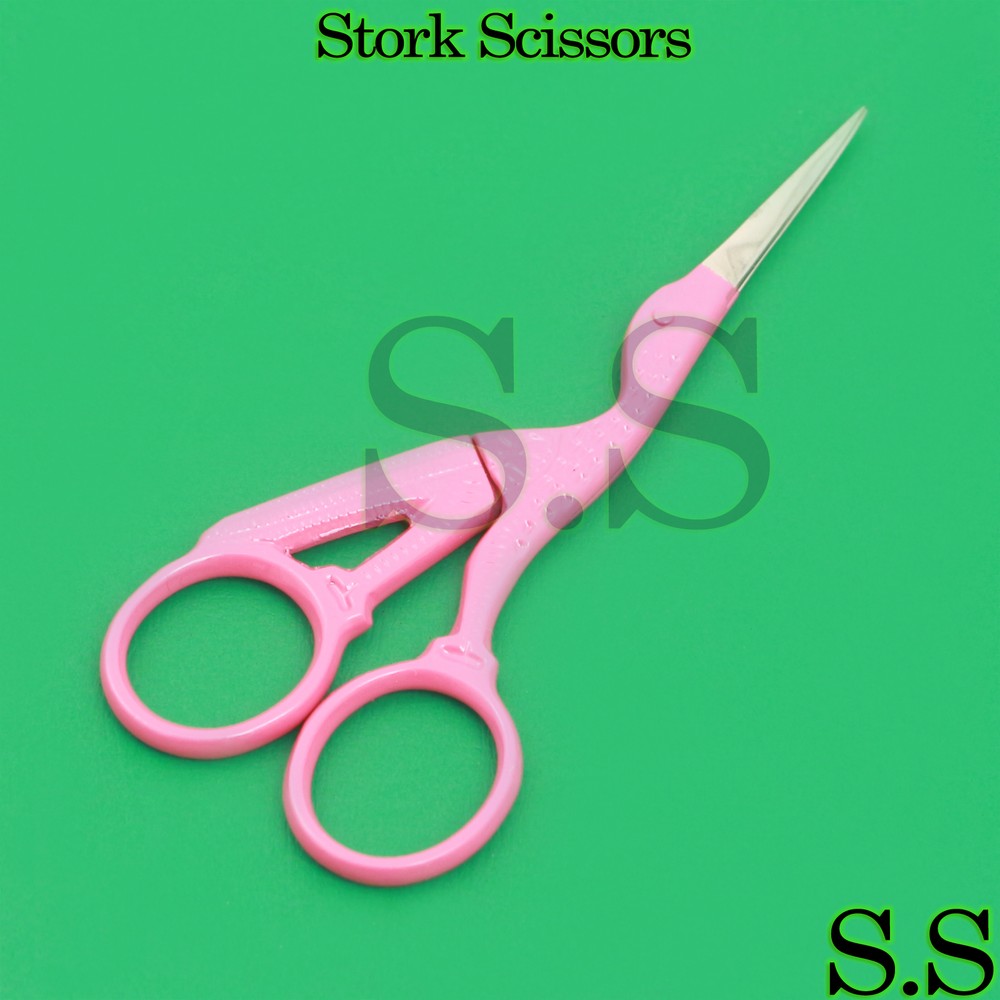 Stork Embroidery Scissors Eyebrow Sewing Thin Point Edge Color Coded BTS-157