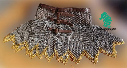 Neck Protection Coller , Chainmail Collar , 9 MM Flat Riveted with Brass Ring ,