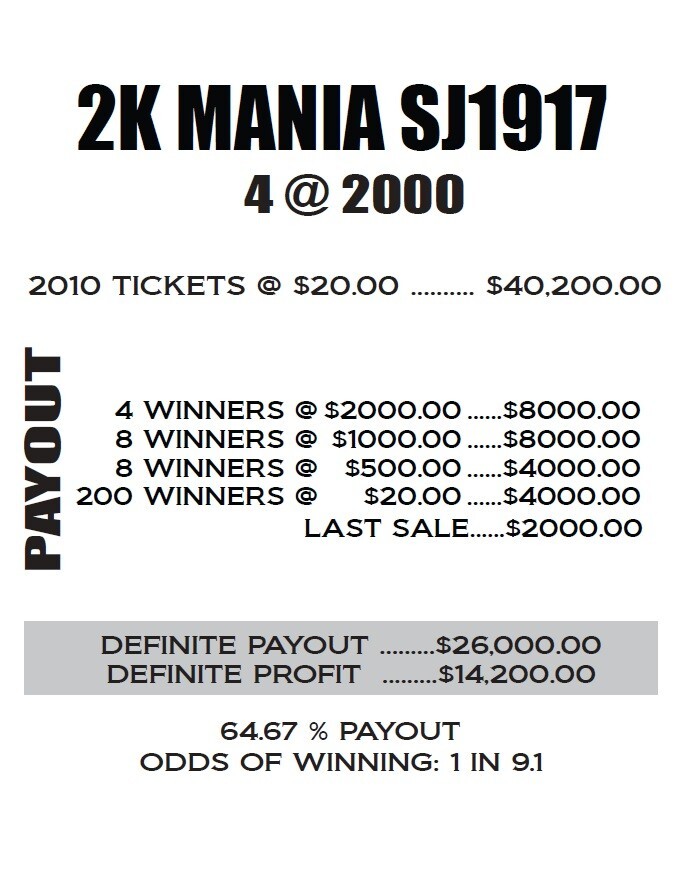 NEW pull tickets 2K MANIA **20 pt Game** - Instant Tabs