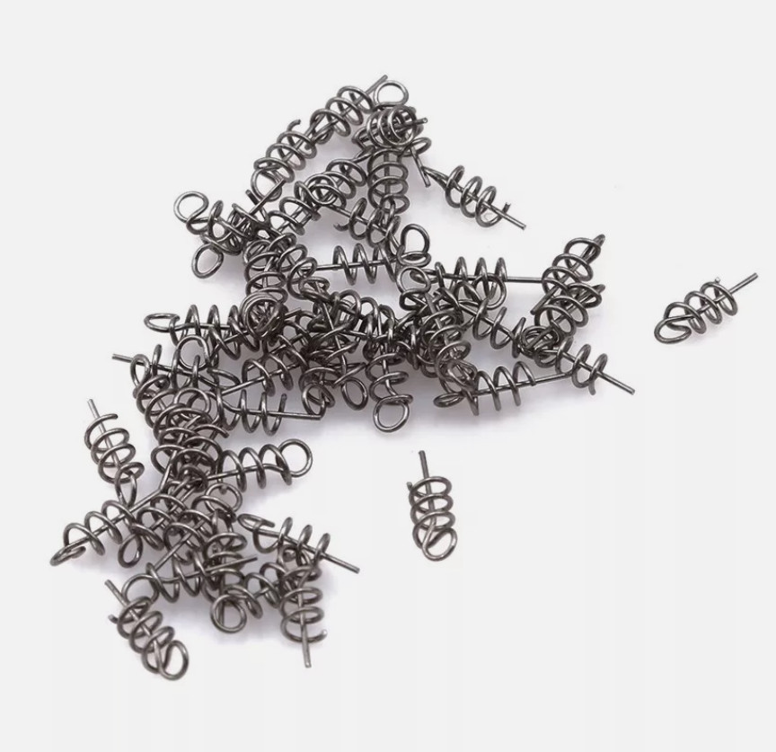 100pcs Worm Fish Hook Centering Pin Latch Needle Spring Crank Fishing Snap Lock