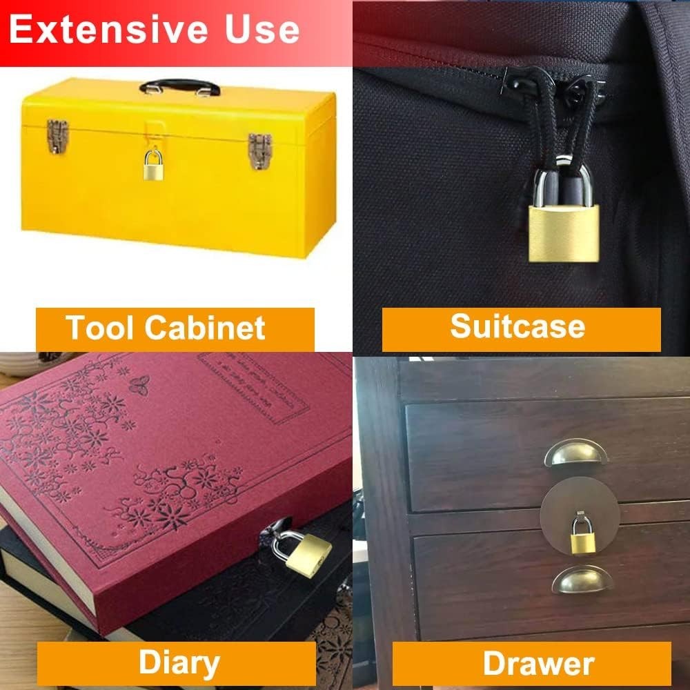 Solid Brass Same Keyed Padlock keyed Alike Locks of 25MM-12PACK, 25mm-12PACK