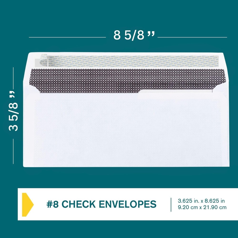 EnDoc #8 Double Window Envelopes Self Seal - Security Check Envelopes - 80 Co...