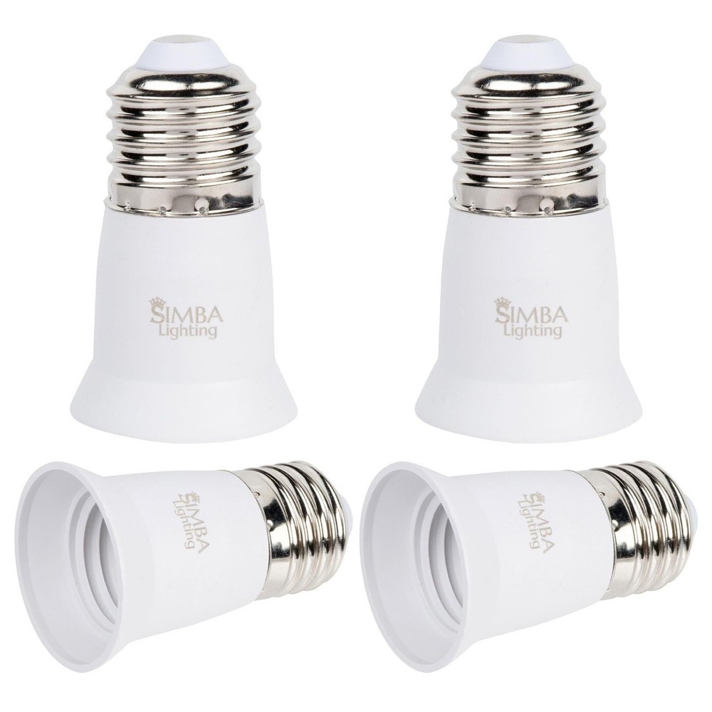 [4 Pack] Simba Lighting E26 Light Bulb Socket Extender 3cm / 1.2in Adapter White
