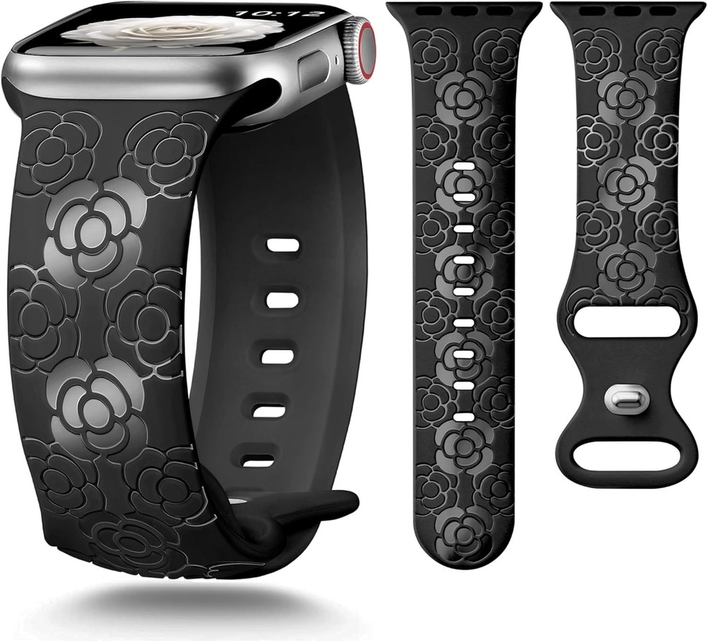 Floral Silicone Strap Compatible with Apple Watch Series 7 44mm