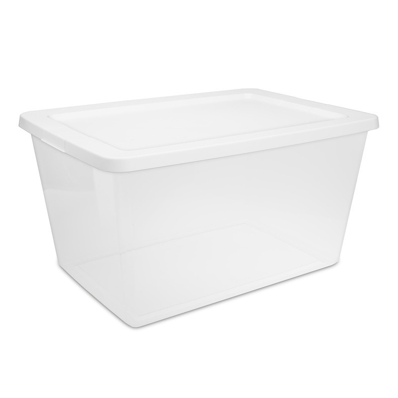 58QT Clear Plastic Storage Bin Snap-on Lid Stackable Organizing Bins Home New
