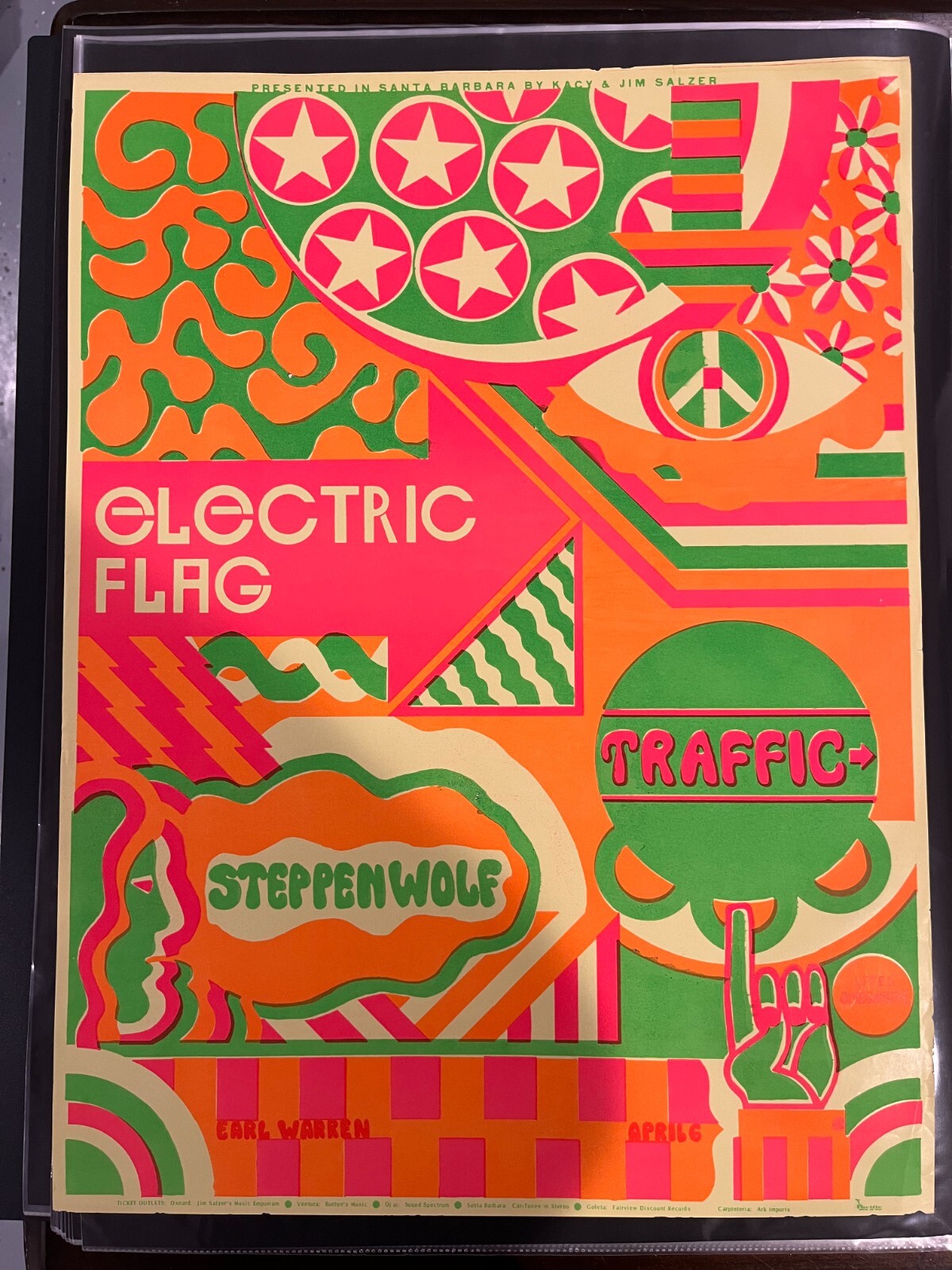 AOR 3.43 Electric Flag Earl Warren Concert Poster Steppenwolf Traffic