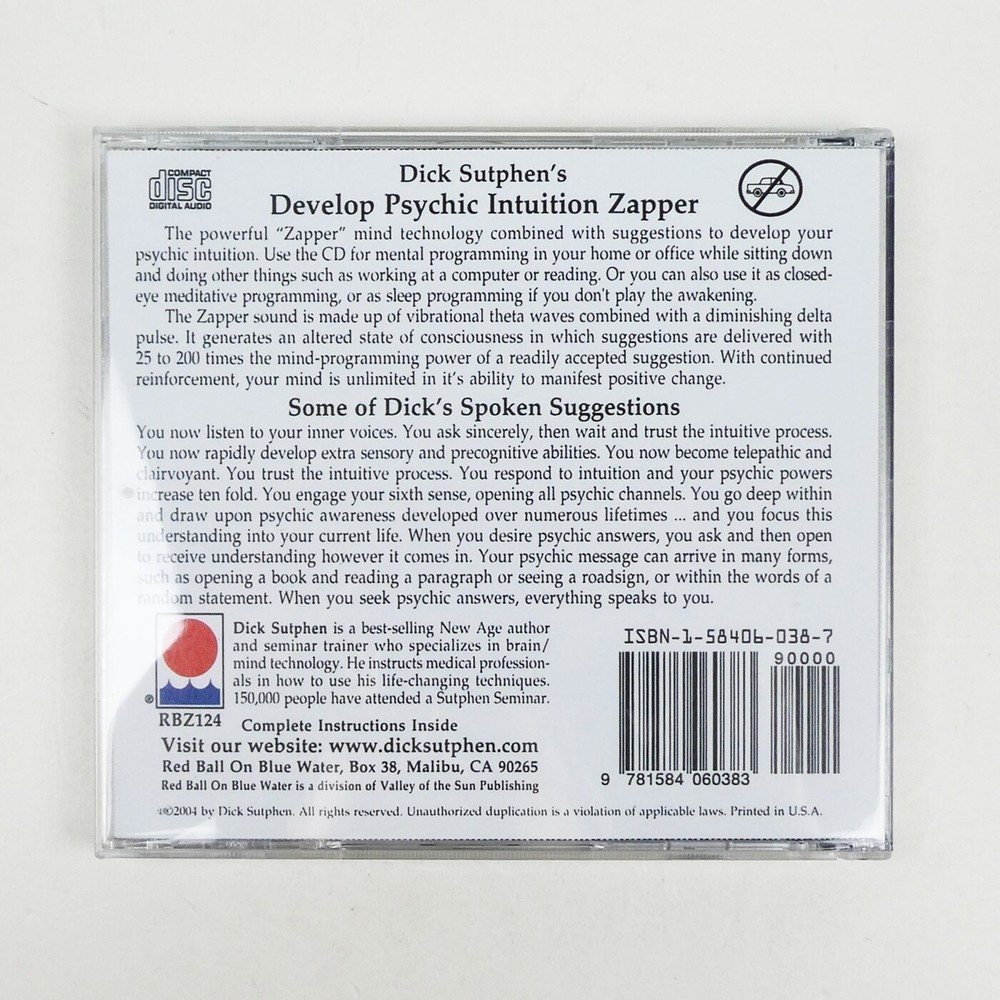 DEVELOP PSYCHIC INTUITION Zapper CD Dick Sutphen Tap Your MIND POWER Intuitive