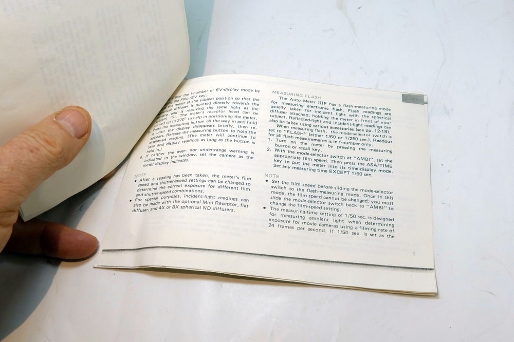 Light Meter IIIF guide printed might be incomplete - as found