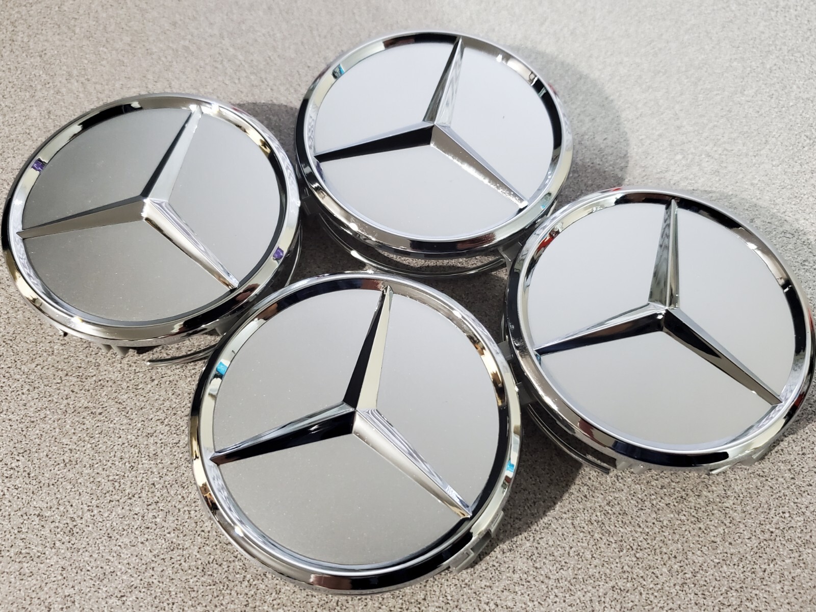 Set Of 4 75MM Wheel Center Rim Hub caps for Mercedes-Benz Silver Chrome Star