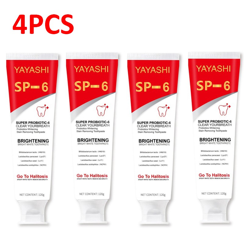 4Pcs Super Probiotic SP-6 Toothpaste, Probiotics Bright White Toothpaste, Sp 6