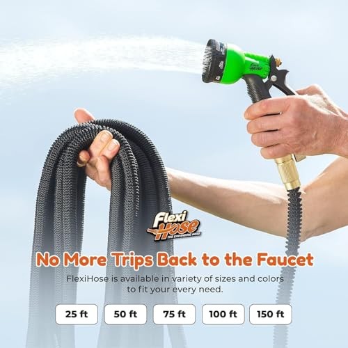 Expandable Garden Hose with 8 Function Nozzle, 50FT - Lightweight 50ft Black