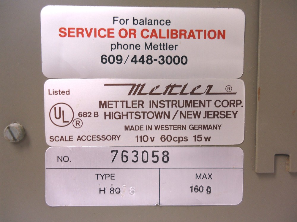 Mettler H80 Lab Scale 160g Maximum