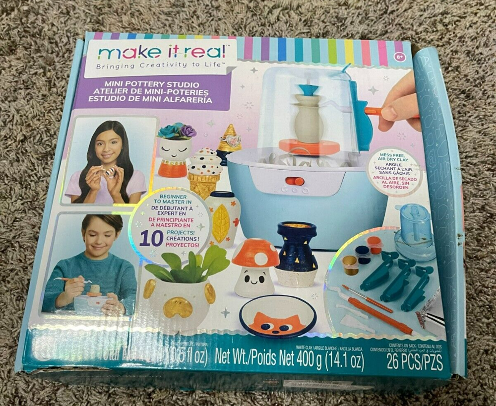 Make It Real: Mini Pottery Studio - 26 pcs DIY Pottery Kit New/Open Damaged Box