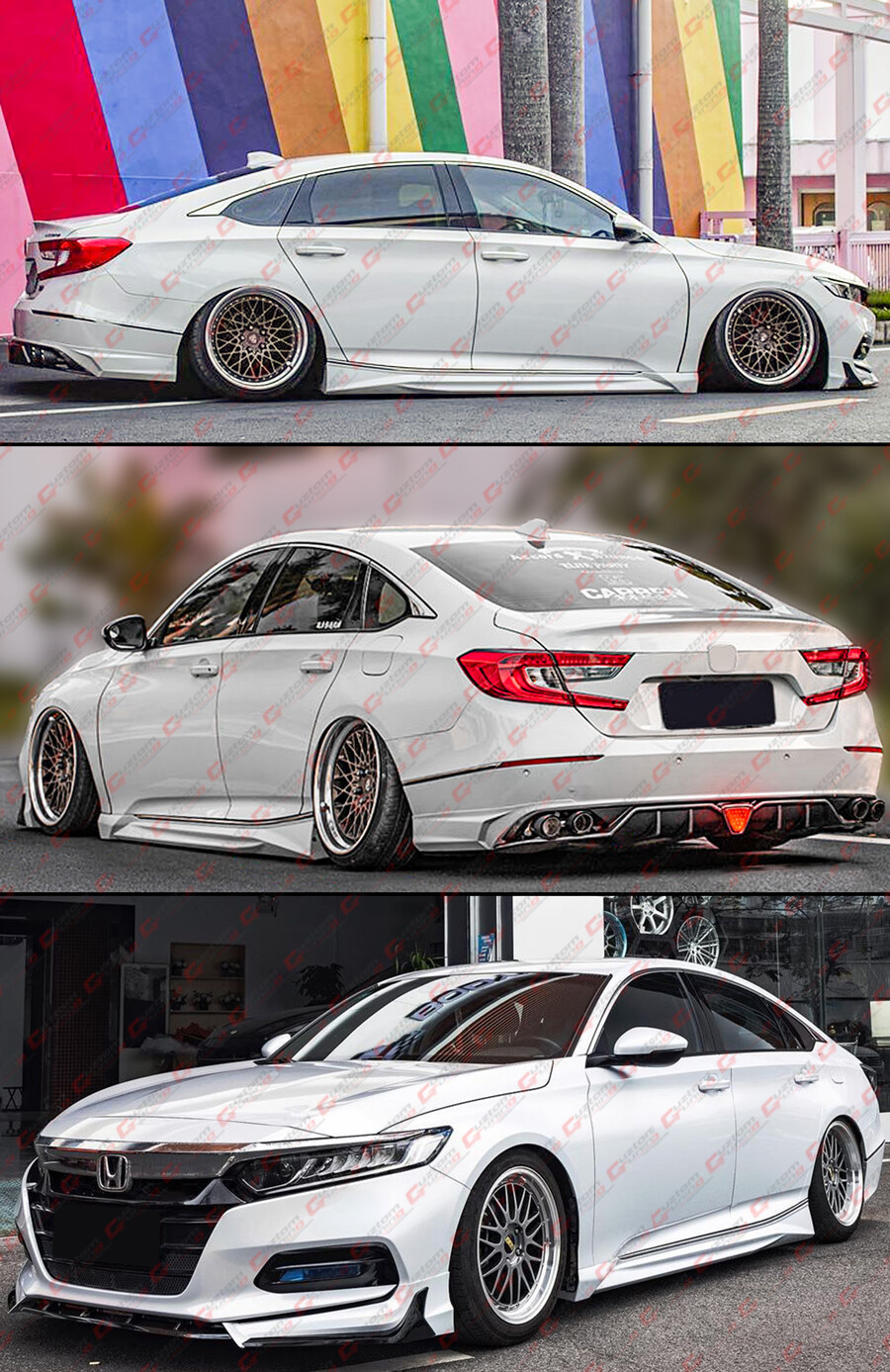 For 2018-2022 Honda Accord ACR Platinum White Pearl Add On Side Skirt Extensions