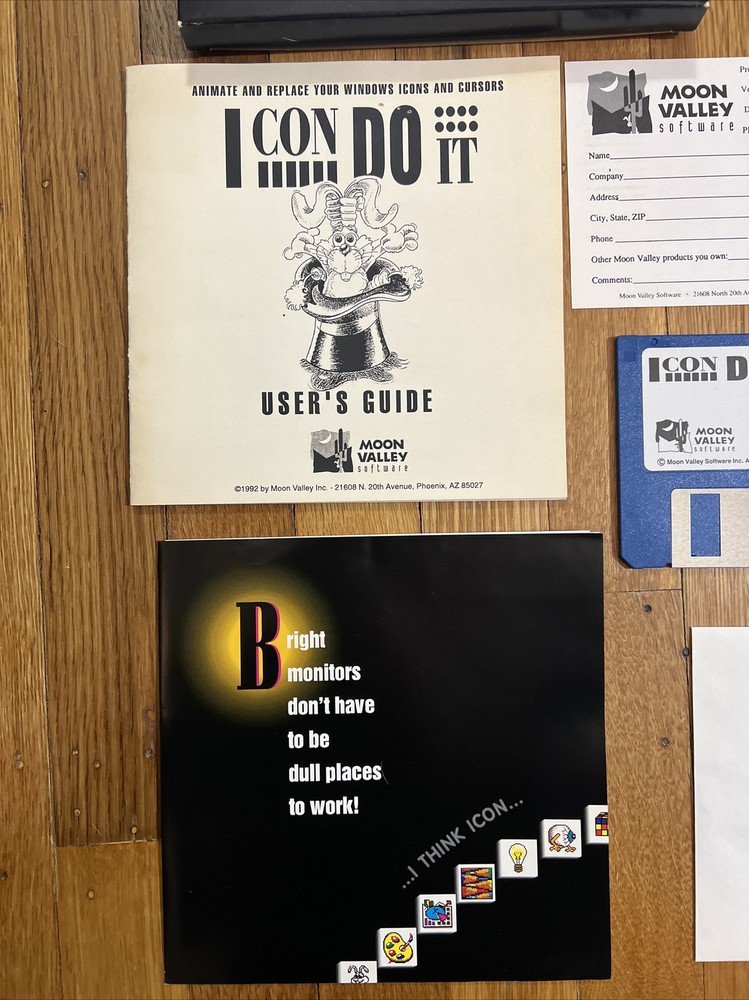VTG 1992 Moon Valley ICON DO IT Big Box PC 3.5” Cursor COMPUTER DESIGN