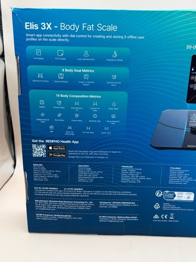 RENPHO Elis 3x Bluetooth Body Fat Scale, Smart Digital Bathroom Weight Scale