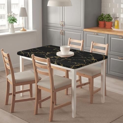 Black Marble Texture Tablecloth with 48" x 30" (Rectangular) Marble #03
