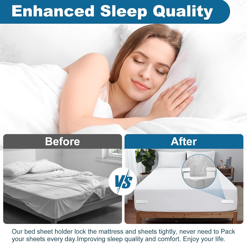Bed Lock Sheet Holders Fit All Sheet Size, New Upgrade Sheet Straps Keep Sheets