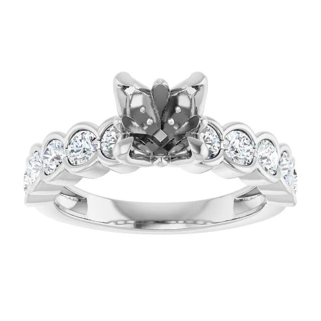 Ring Setting Round  8mm 925 Sterling Silver Semi Mount Ring Setting