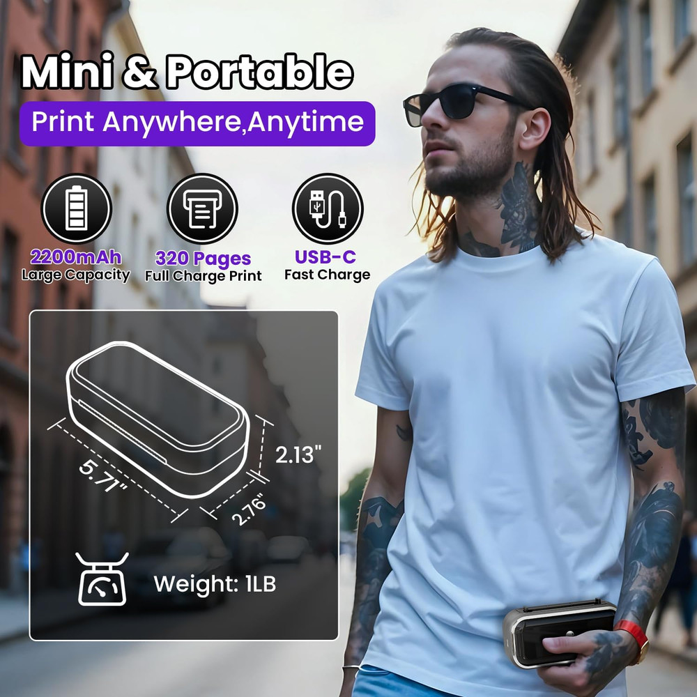 TP31 Mini Tattoo Stencil Printer,Bluetooth Tattoo Printer with 30Pcs Transfer Pa