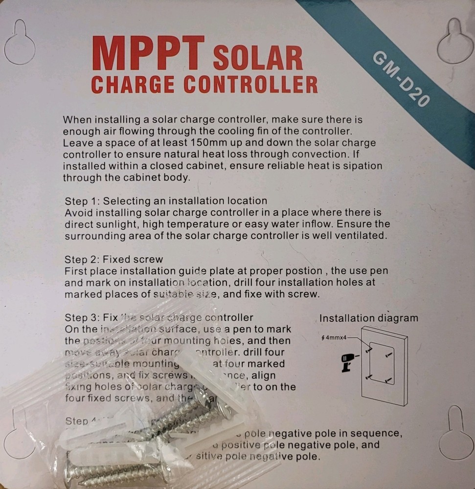 MPPT Solar Charge Controller, 20A 12V 24V Solar Controller