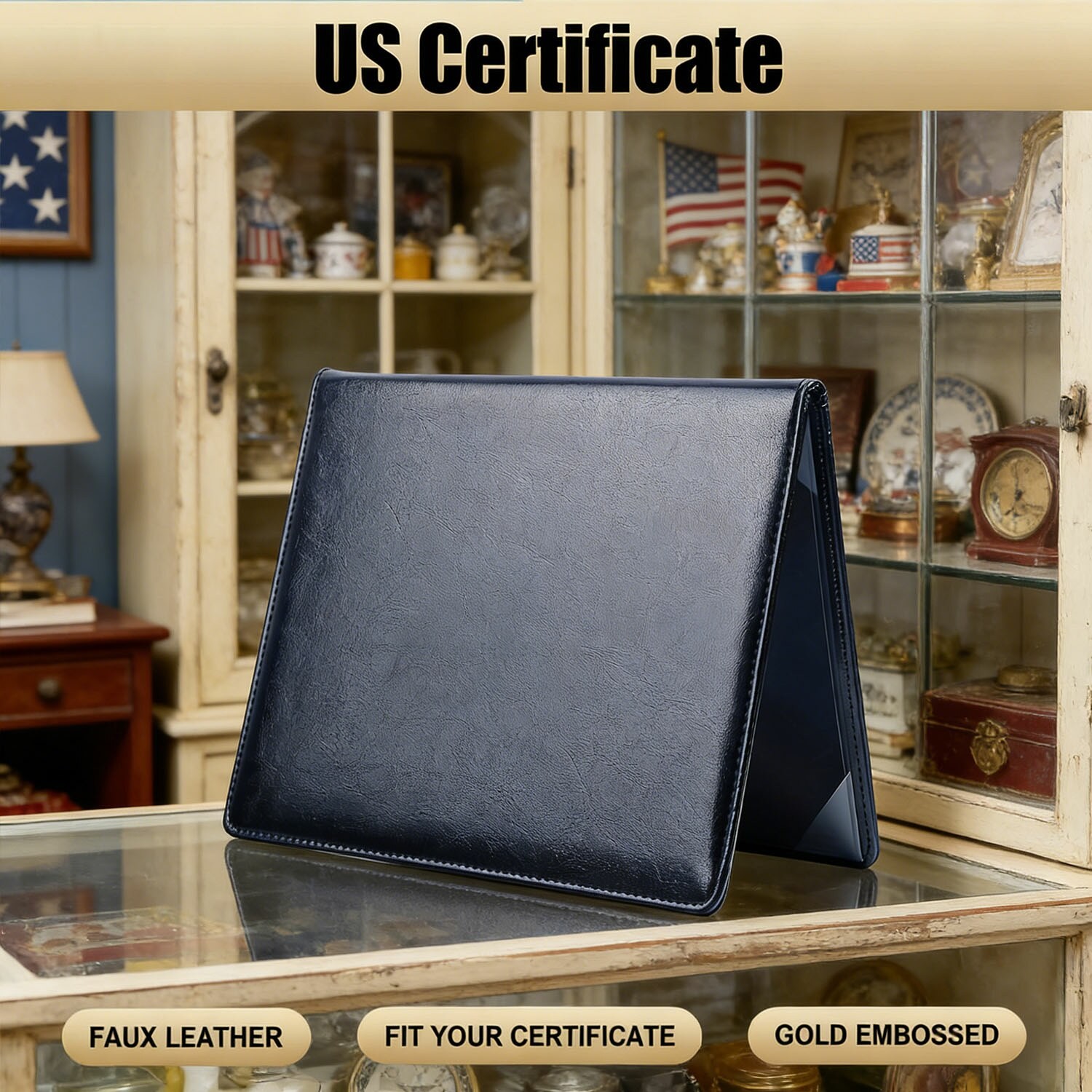 US Citizenship Certificate Holder - US Citizenship Gifts-Gold American Seal Logo