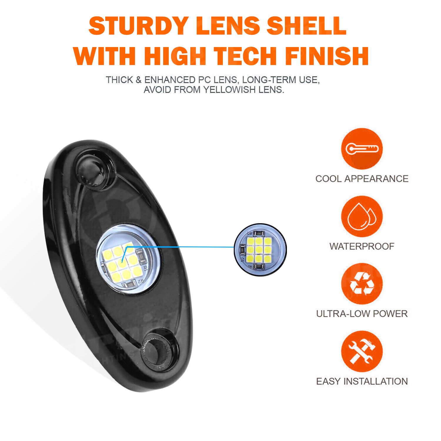 24X White LED Rock Lights Underbody Trail Rig Glow Lamp Offroad SUV Pickup Truck