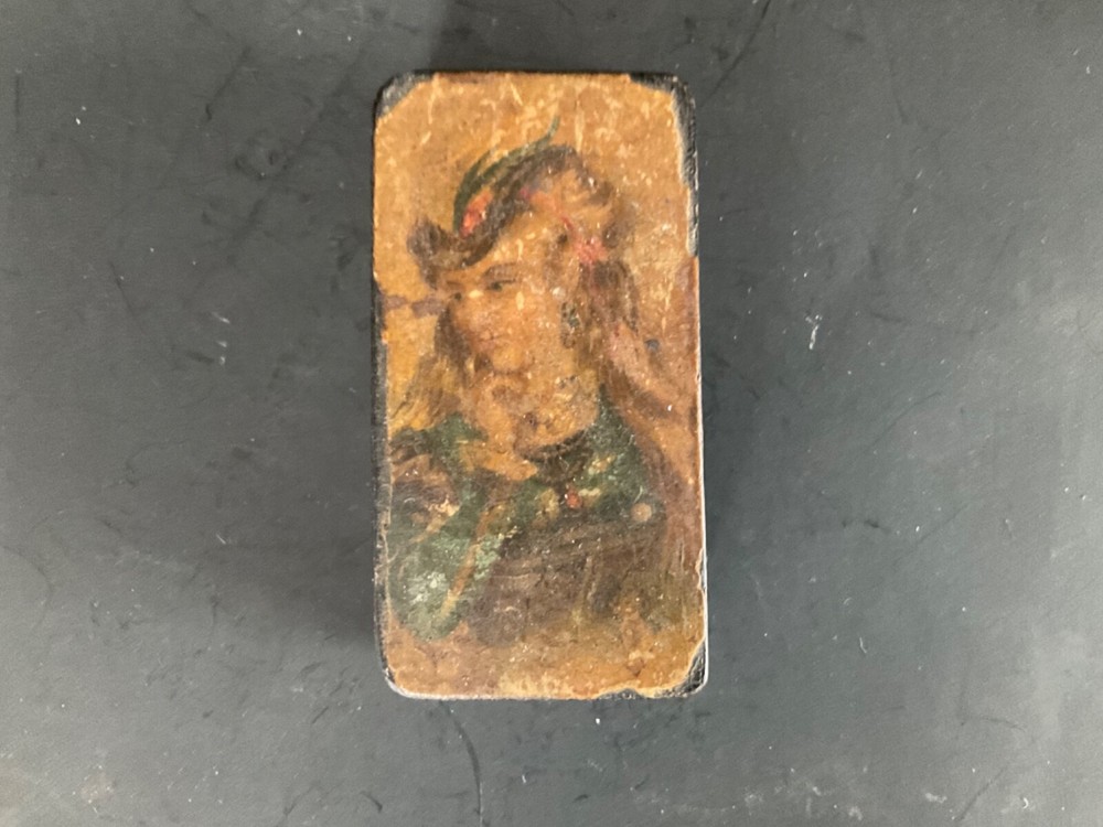 Antique Circa 1800's Lacquerware Paper Mache Snuff Box