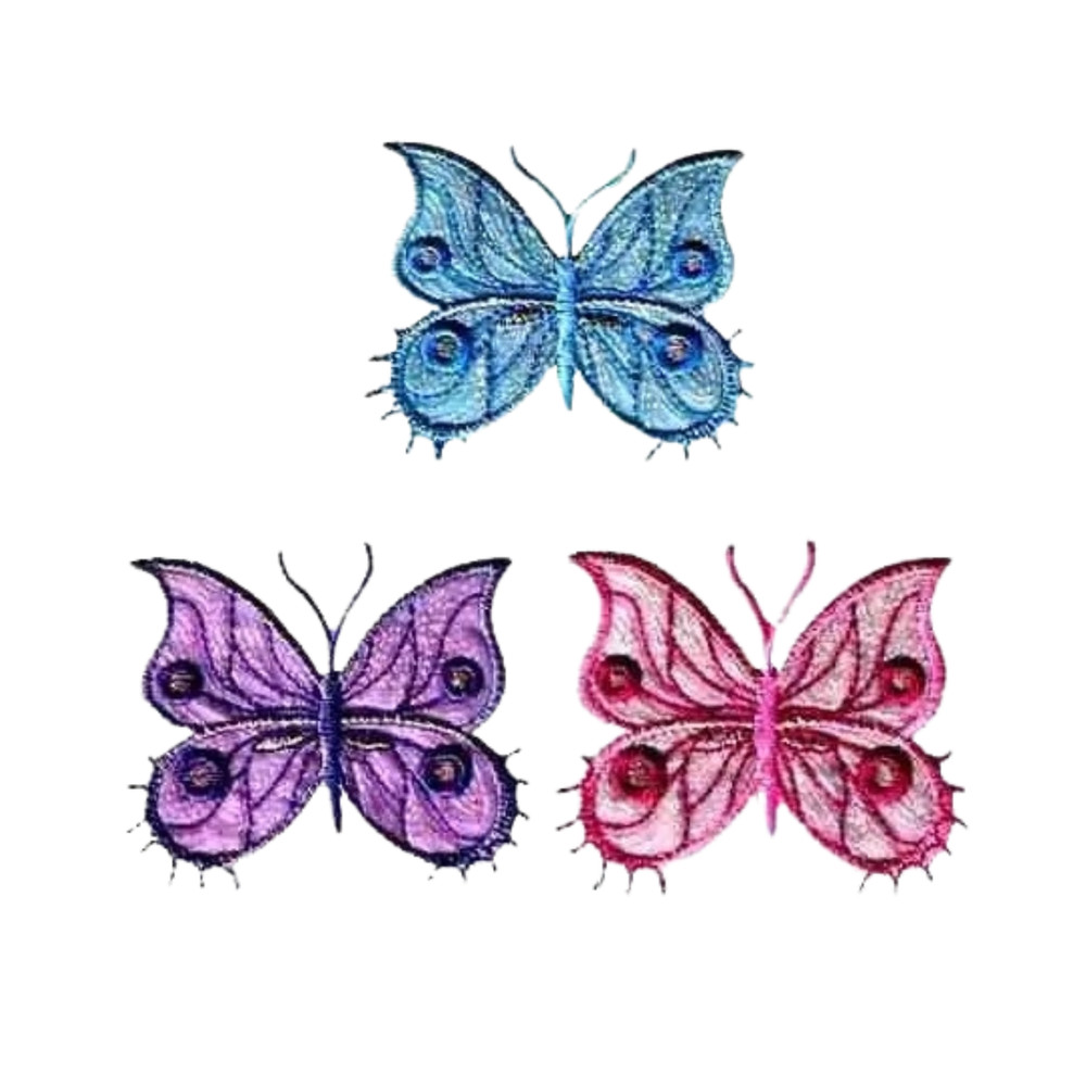 Fancy Sparkle Butterfly (3-Pack) Iron On Patch - Large: Multiple Colors