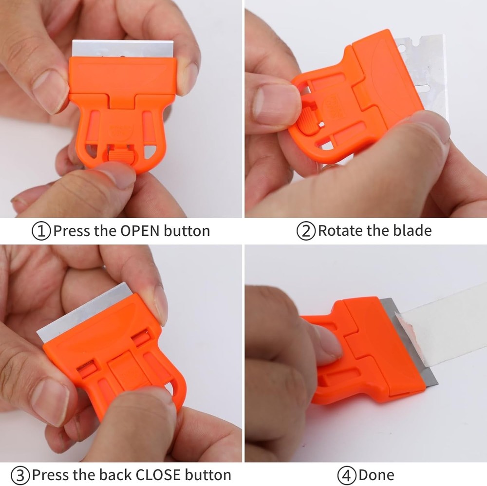 2 Pack Razor Blade Scraper Plastic Razor Blade Scraper Scraper Tool with Extra 1