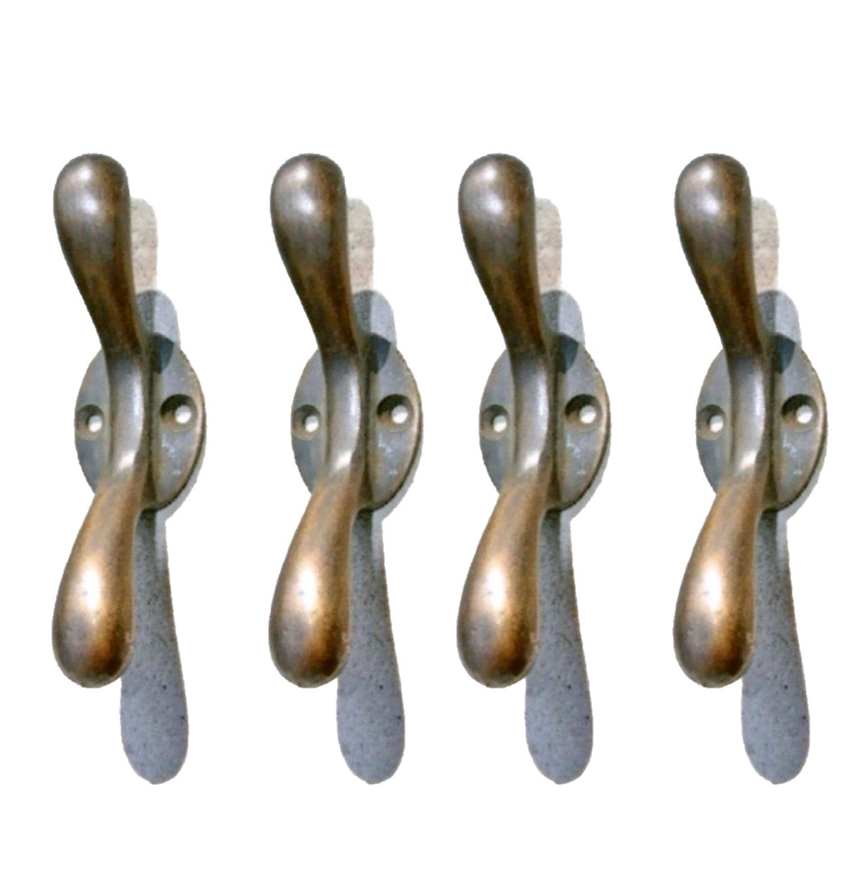 4 solid brass small 3" Hand Cast 7.5cm Cleat Tie Down Rope HooK CURTAINS loop