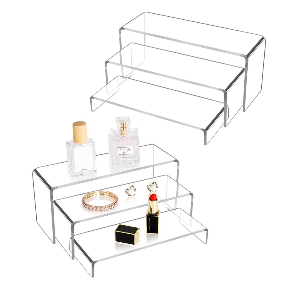 6pcs Thickened Acrylic Display Stand, Tiered Rectangular Clear Display Risers...