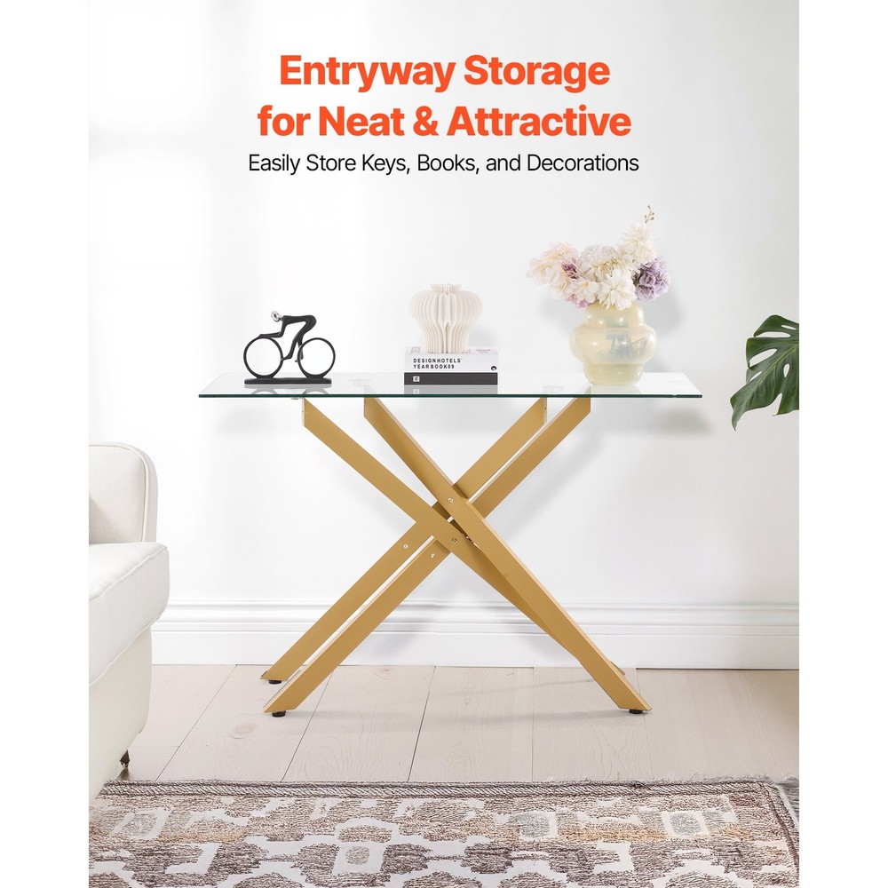 Modern Glass Coffee Table Rectangular Sofa Side Table W/ Tempered Glass Top &