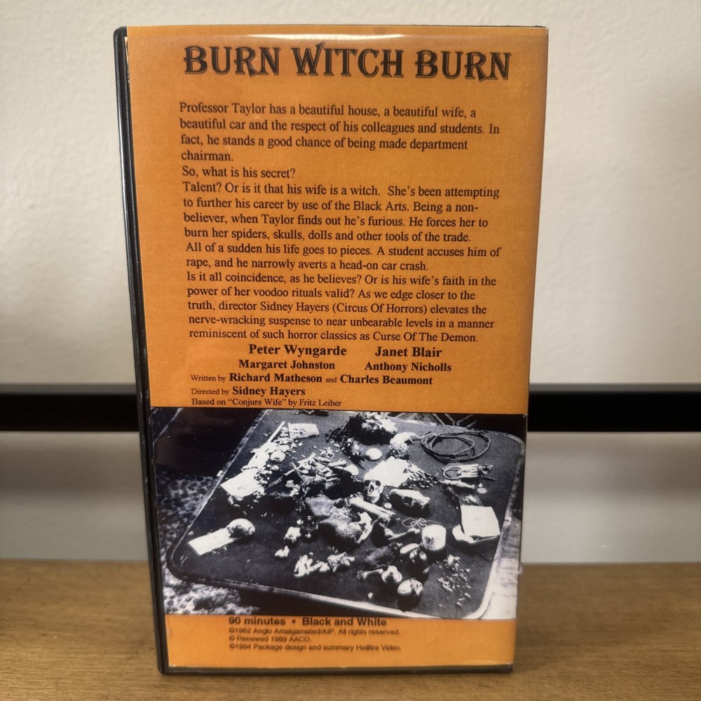 Burn Witch Burn - 1962 - VHS - Horror - Anglo Amalgamated Corp