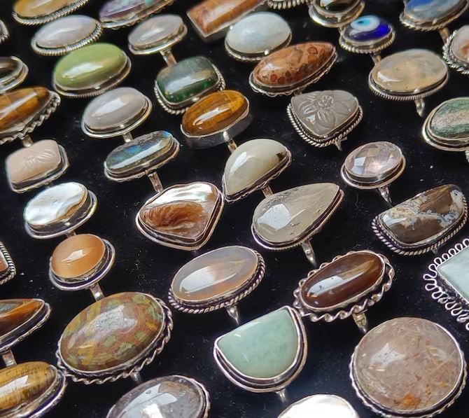 Jasper & Mix Gemstone 925 Sterling Silver Plated Design Wholesale Lot Rings