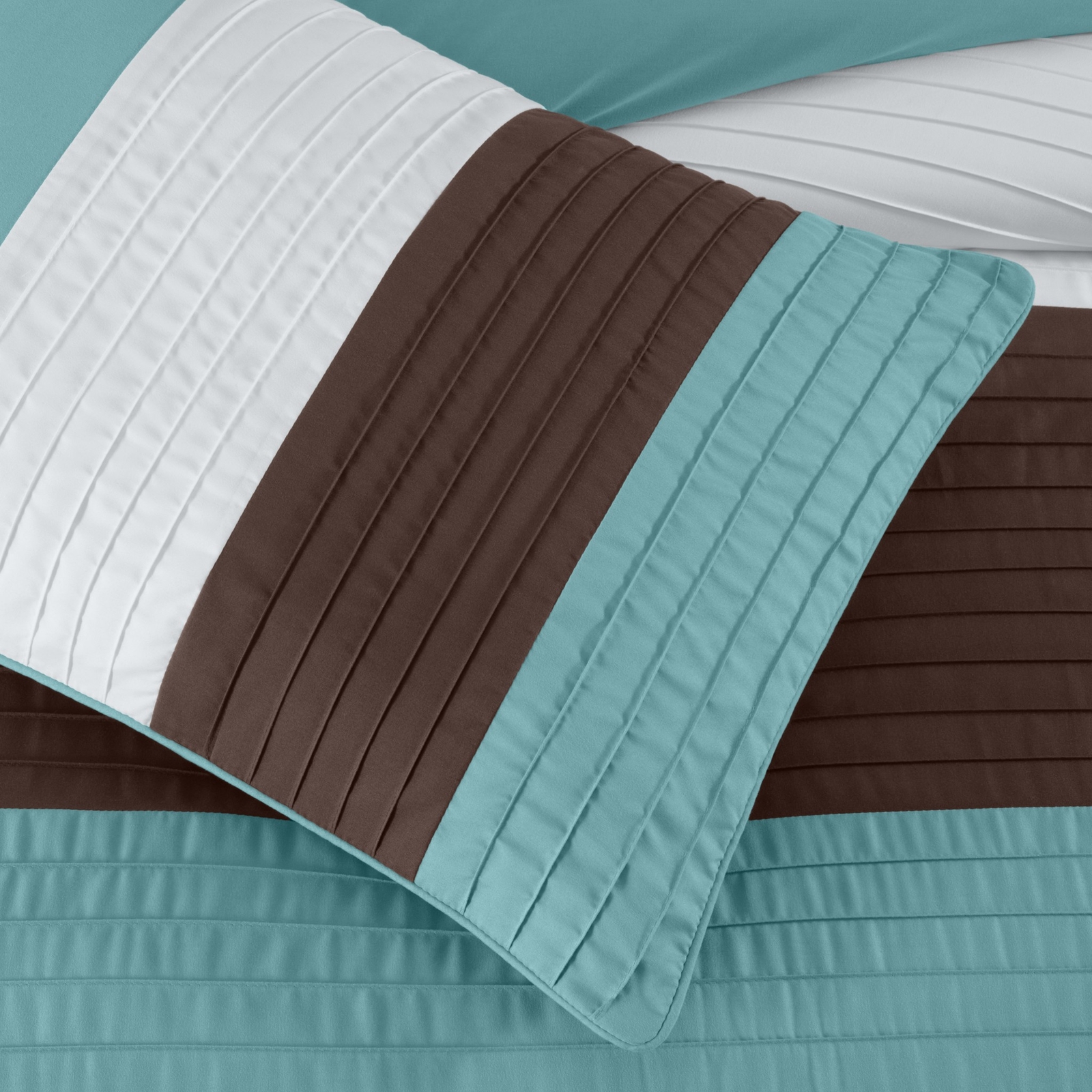 Chezmoi Collection 7-Piece Pleated Stripe Bed in a Bag Comforter Set with Sheets