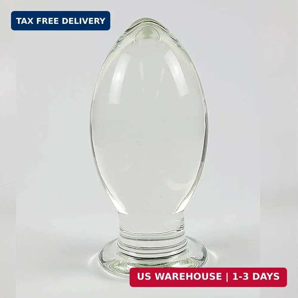 Huge Head Glass Butt Plug, Clear, Extra Large