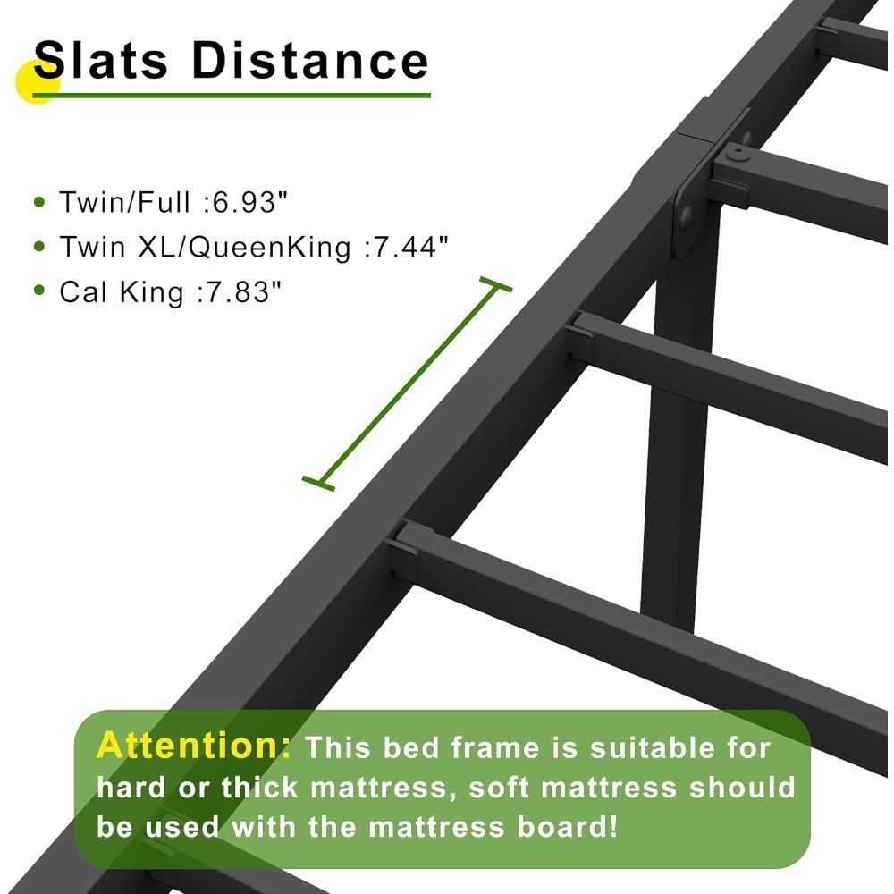 Queen Size 18 Inch Heavy Duty Metal Platform Bed Frame with Storage No Box