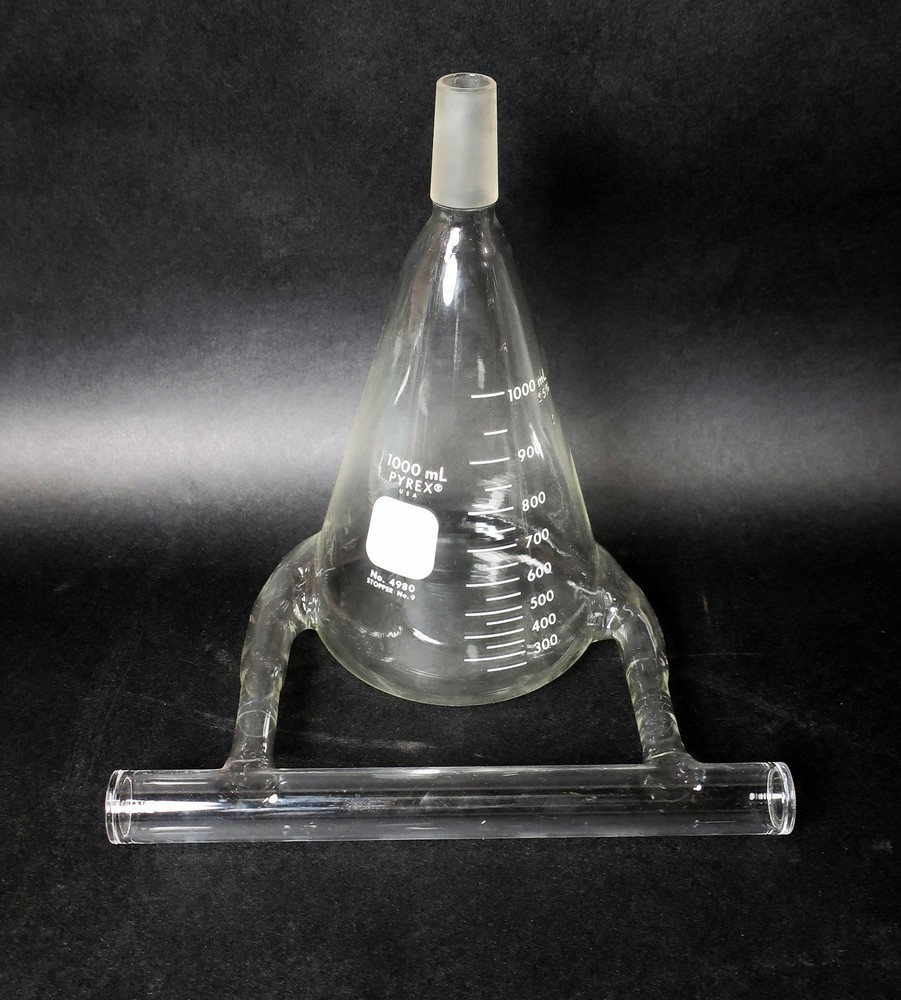 Pyrex 1000ml No 4980 Erlenmeyer Flask Beaker Custom w/ Manifold?